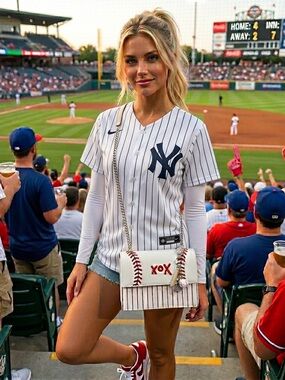 NEW Betsey Johnson x Baseball Crossbody Purse Bag with Baseball Charms NEW